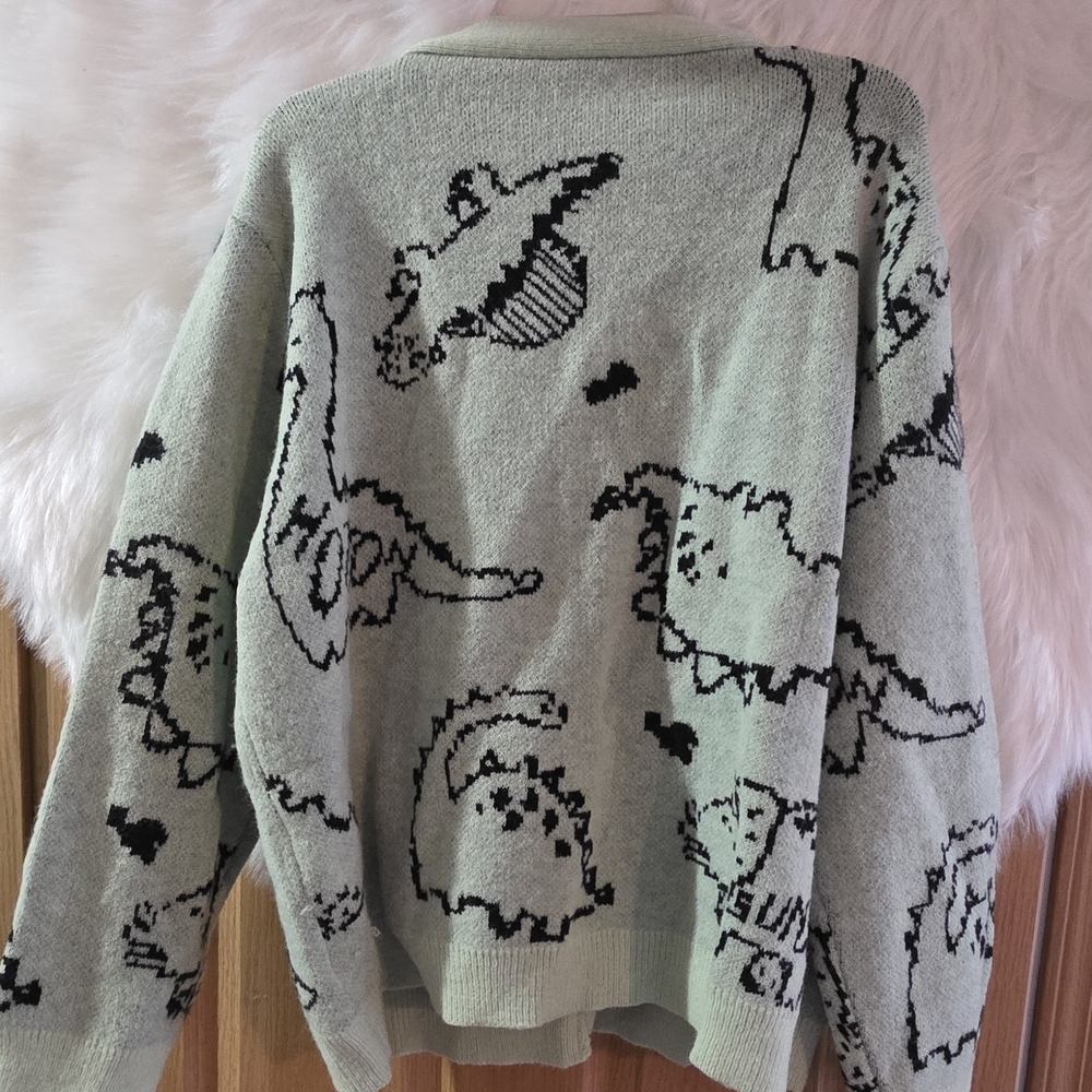 Source Unknown Dinosaur Pattern Cardigan - Green … - image 2